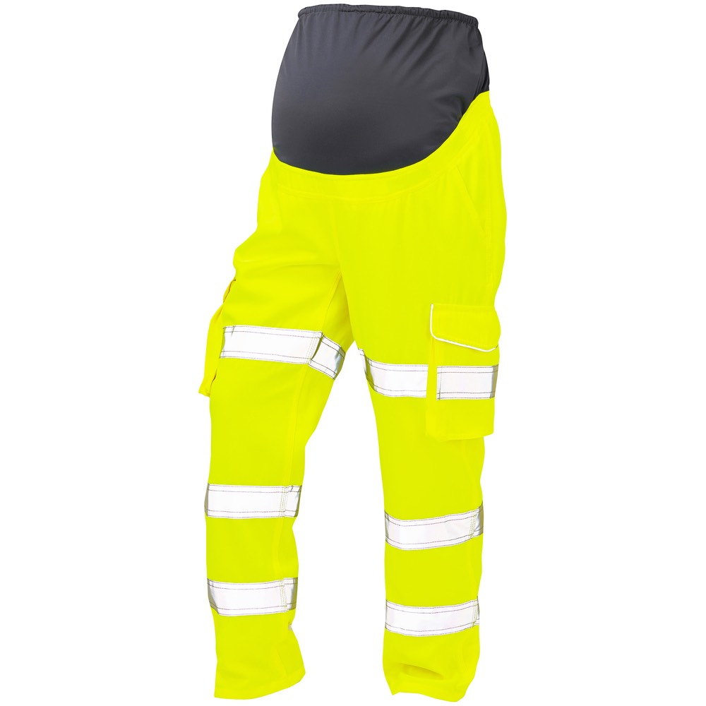 Leo Workwear Verity Ladies Maternity Hi Vis Cargo Trousers Yellow